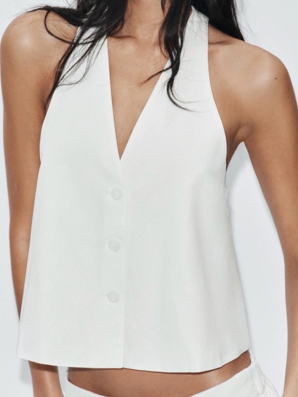 Zara White Linen Vest